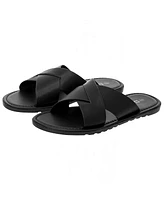 Alpine Swiss Men's Hugo Faux Leather Slide Sandals Dressy Comfortable Shoes