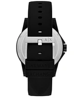 A|X Armani Exchange Men's Quartz Three-Hand Black Silicone Watch 44mm