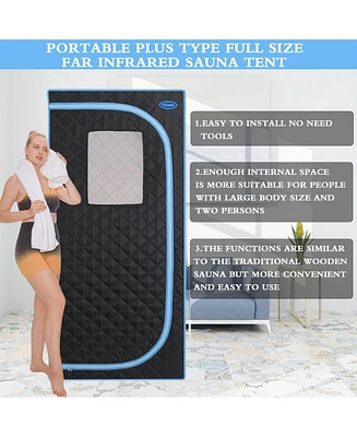 Simplie Fun Full Body Far Infrared Sauna Tent with 7 Heating Plates and 5-Layer Fabric