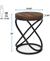 Tribesigns 26 Inches White and Gold Faux Marble Top End Tables Living Room, Round Nightstands Sofa Side Table with Double X