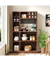 Tribesigns 5-Tier Baker's Rack, Large Microwave Stand with Shelves, 65-Inch Tall Coffee Bar Standing Kitchen Storage Rack Kitchen Shelf with Pegboard