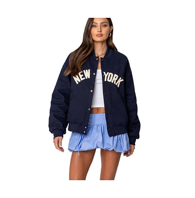 Edikted Women's Big Apple Oversized Bomber Jacket