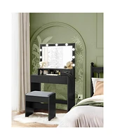 Slickblue Vanity Desk with Power Outlets, Makeup Mirror and Lights