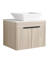 Slickblue 24" Modern Floating Bathroom Vanity with Ceramic Basin Set for Sleek and Stylish Storage