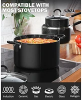 Cook N Home 8-Piece Heavy Gauge Nonstick Kitchen Cookware Sets, Stay Cool Handle, Black