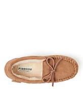 Dearfoams Girls Fireside By Parke Genuine Shearling Moccasin Slipper