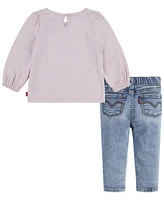 Levi's Toddler Puff Sleeve Tee and Slim Jeans, 2-Piece Set