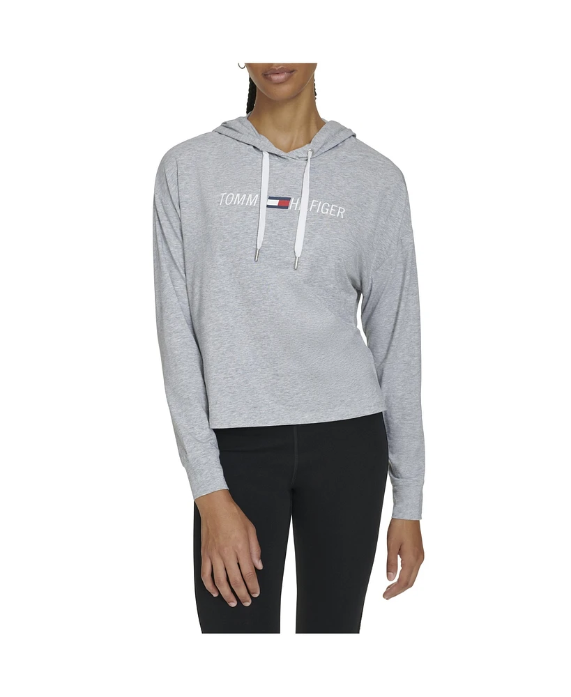 Tommy Hilfiger Women's Hooded Long Sleeve Logo T-Shirt