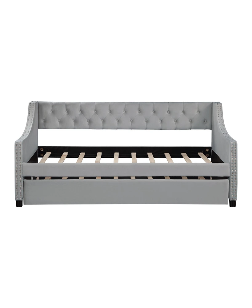 Slickblue Twin Size Upholstered Daybed with Trundle – Space-Saving Bed for Guests