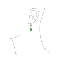 Bling Jewelry Dyed Green Jade Filigree Teardrop Pear Shaped Good Fortune Lever Back Dangle Earrings For Women .925 Sterling Silver