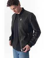 Furniq Uk Men's Genuine Leather Bomber Jacket