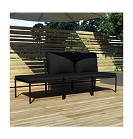 vidaXL 3 Piece Patio Lounge Set with Cushions Black Pvc