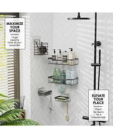 Clara Clark Premium Adhesive Shower Caddy & Bathroom Organizer - Grey