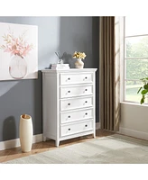 Slickblue Modern 5-Drawer Dresser – White Cabinet with 5 Drawers, Ideal for Living Room or Farmhouse Closet Storage