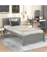 Slickblue Wood Platform Bed with Headboard, Footboard, and Sturdy Slat Support