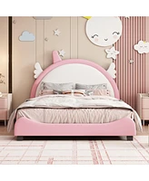 Slickblue Full Size Upholstered Bed with Unicorn Headboard Design