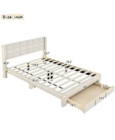 Slickblue Queen Size Upholstered Platform Bed with Large Drawer for Extra Storage