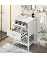 Slickblue 24'' Bathroom Vanity with Top Sink for Compact and Stylish Storage Solutions