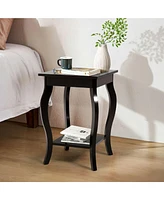 Gymax Set of 2 Accent Side Table Sofa End Table Nightstand Coffee Table w/ Shelf Brown
