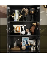 Famapy Brown Wooden Standard Bookcase with 3-Tier Shelves and Drawer