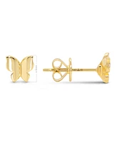 Devata Butterfly 6x6mm Stud Earrings in 14K Gold, approx. 1.7 grams