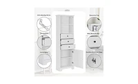 Slickblue White Tall Storage Cabinet – Mdf with Painted Finish, 3 Drawers & Adjustable Shelves for Bathroom, Kitchen, and Living Room