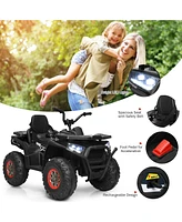 Costway 12V Kids Electric 4-Wheeler Atv Quad 2 Speeds Ride On Car w/MP3&Led Lights