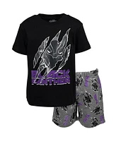 Marvel Toddler Boys Avengers Black Panther Iron Man Graphic T-Shirt and French Terry Shorts Outfit Set to