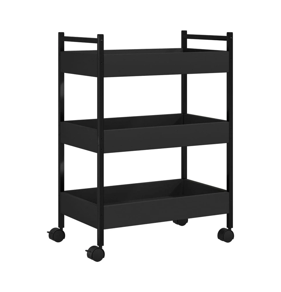 vidaXL Kitchen Trolley Black 19.7"x11.8"x27.6" Engineered Wood