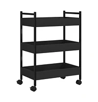 vidaXL Kitchen Trolley Black 19.7"x11.8"x27.6" Engineered Wood