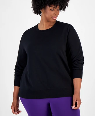 Id Ideology Plus Fleece Crewneck Pullover Top, Created for Macy's