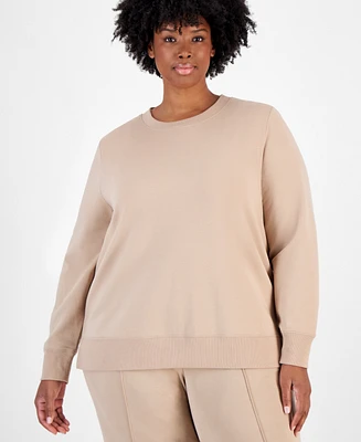 Id Ideology Plus Fleece Crewneck Pullover Top, Created for Macy's