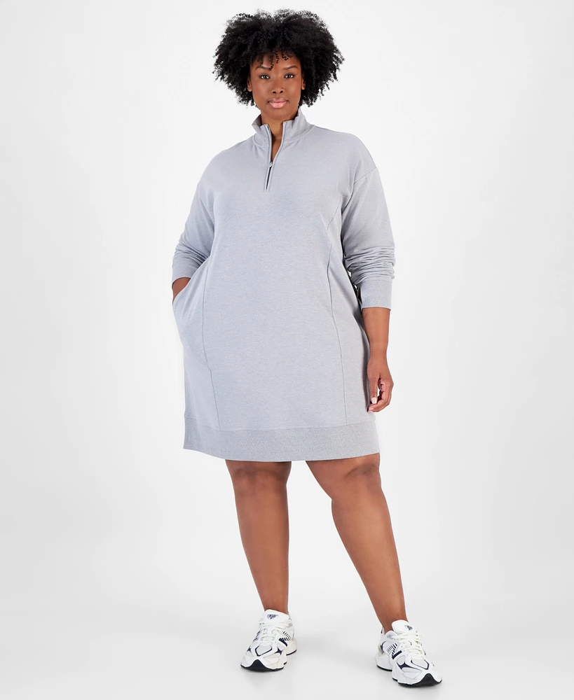 Id Ideology Plus Size Fleece 1/4-Zip Dress, Created for Macy's