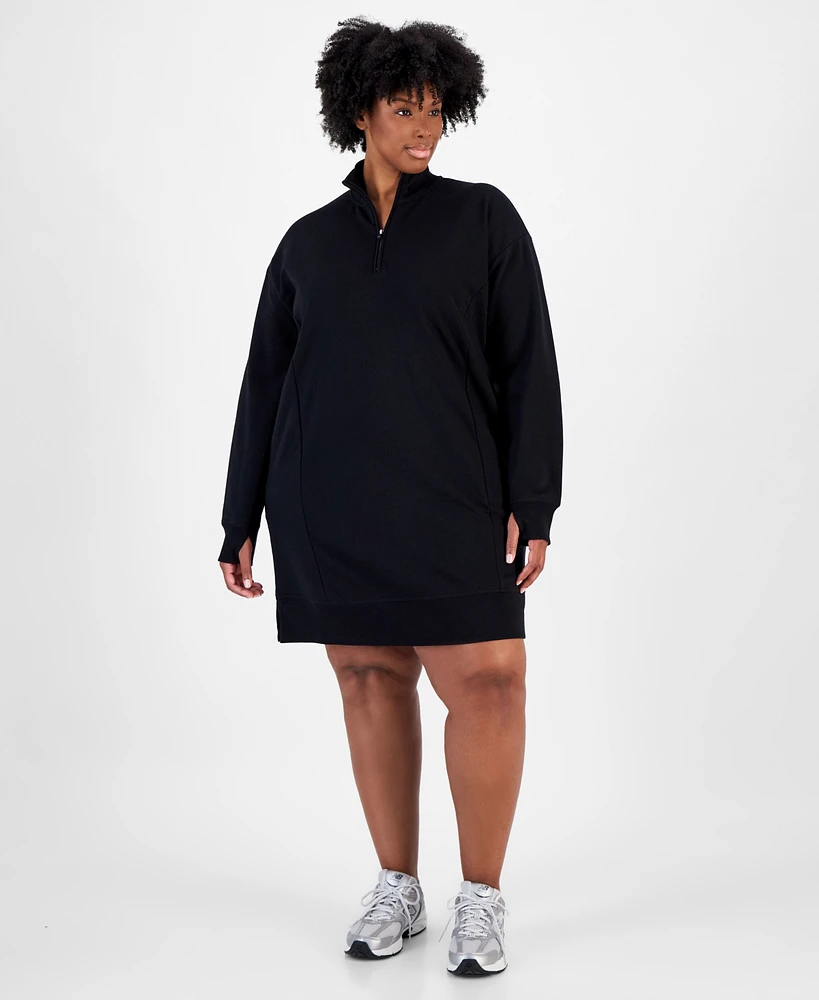 Id Ideology Plus Fleece 1/4-Zip Dress, Created for Macy's