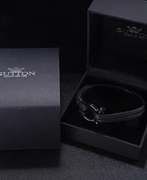 Rhona Sutton Screw Lock Black Buckle Stainless Steel Bracelet