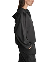 Dkny Sport Women's Ribbed Side & Front-Zip Hoodie