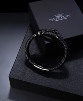 Rhona Sutton Black Reaper Leather Stainless Steel Bracelet