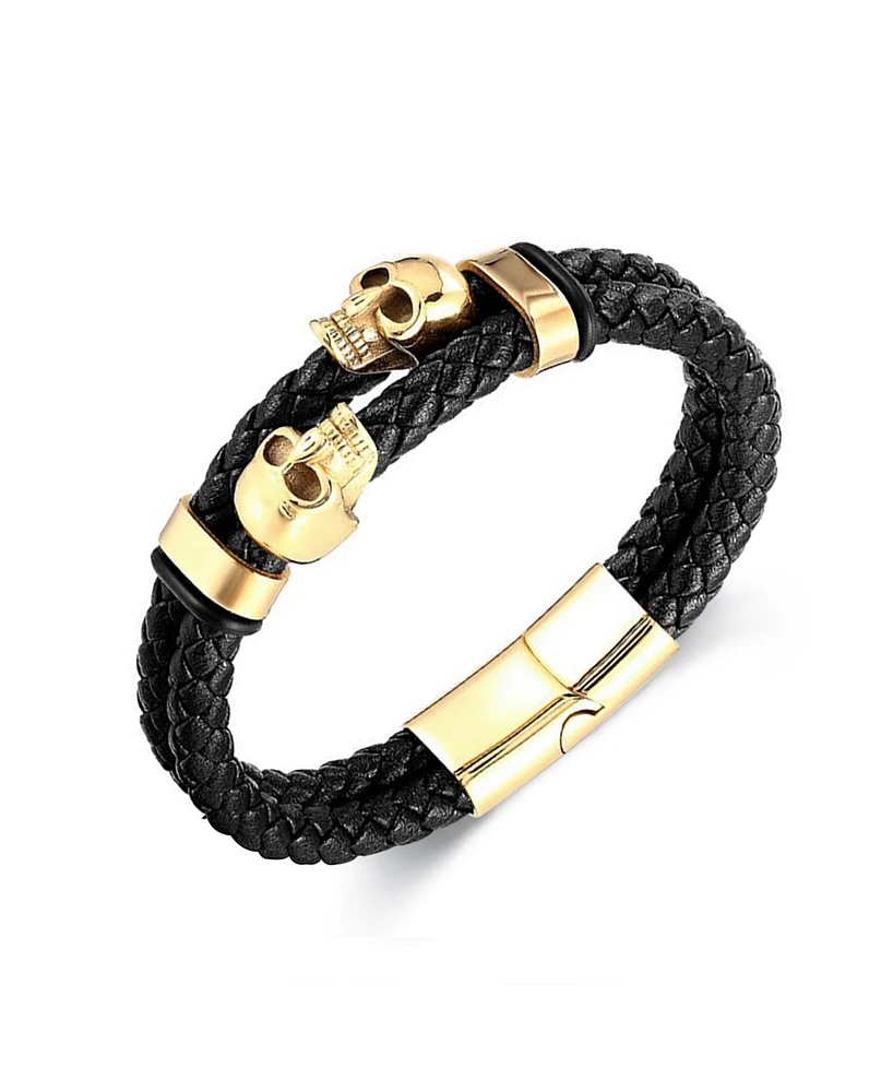 Rhona Sutton Gold Reaper Leather Stainless Steel Bracelet