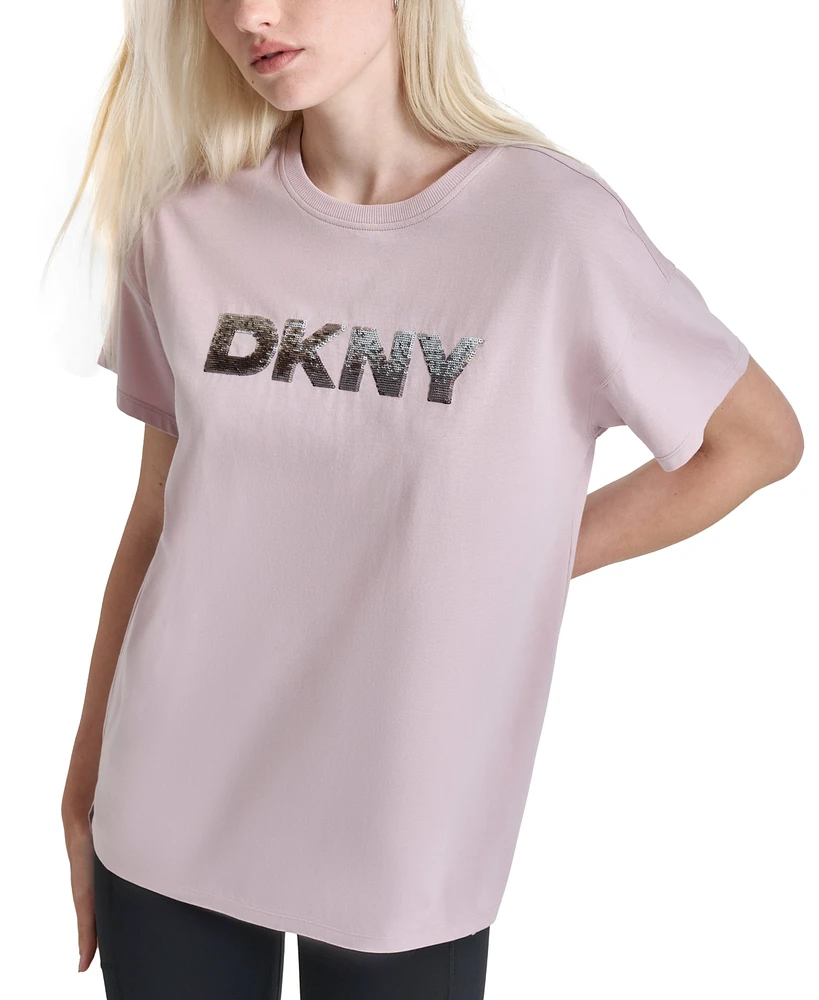 Dkny Sport Women's Ombre Sequin Logo T-Shirt