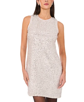 1.state Women's Round-Neck Sleeveless Sequin Mini Dress