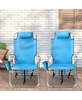 Slickblue Heightened Beach Chair – Blue Oxford Cloth with Silver White Aluminum Tube, 100kg Weight Capacity