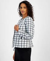 Kasper Women's Plaid Open-Front Blazer