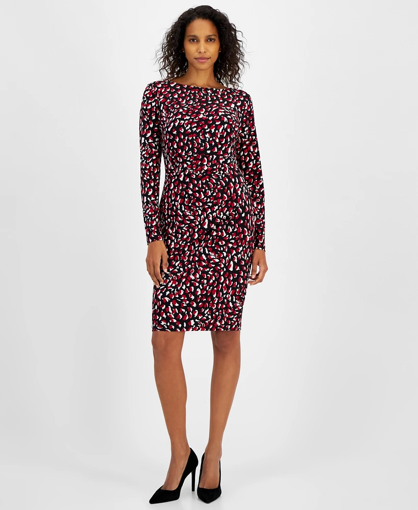 Kasper Women's Printed Long-Sleeve Sheath Dress, Regular & Petite Sizes