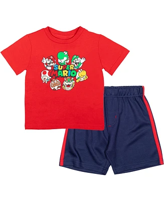 Super Mario Toddler Boys Nintendo Yoshi Baby T-Shirt and Mesh Shorts Outfit Set to