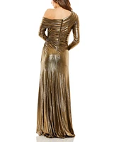 Mac Duggal Women's Long Sleeve Off The Shoulder Metallic Gown