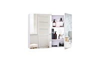 Slickblue Wall Mounted Bathroom Mirror with Shelf Space-Saving Design for Modern Bathrooms