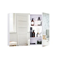 Slickblue Wall Mounted Bathroom Mirror with Shelf Space-Saving Design for Modern Bathrooms