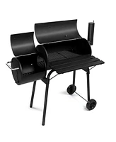 Slickblue Barrel Charcoal Grill with Offset Smoker for Smoky Bbq Flavors