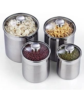 Cooks Standard 4-Piece Stainless Steel Food Jar Storage Canister Set Large with Glass Lid