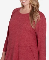 Ruby Rd. Plus Size Scoop Neck Hatchi Knit Sharkbite Top